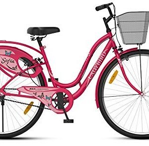 BSA Ladybird Sofia Pearl Road Front Bicycle For Women (Pink, 19inches Carbon Steel Frame , Wheel- 26T)
