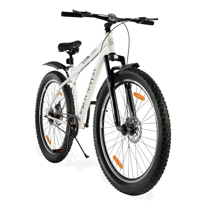 Urban Terrain Bolt Steel Cycle/Bicycle MTB 27.5 inch Single Speed with Front Suspension & Dual Disc Brake Cycle for Men/Boys Mountain Bike UT5000S27.5 | Ideal for 15+Years,Frame Size :17.5 inch(White)