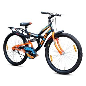 Leader Xtreme MTB 26T IBC Mountain Bicycle/Bike Without Gear Single Speed with Rear Suspension for Men - Ideal for 12+ Years,Unisex-Adult,Rear,Mountain Bike,18 inches, Black Fluro Orange